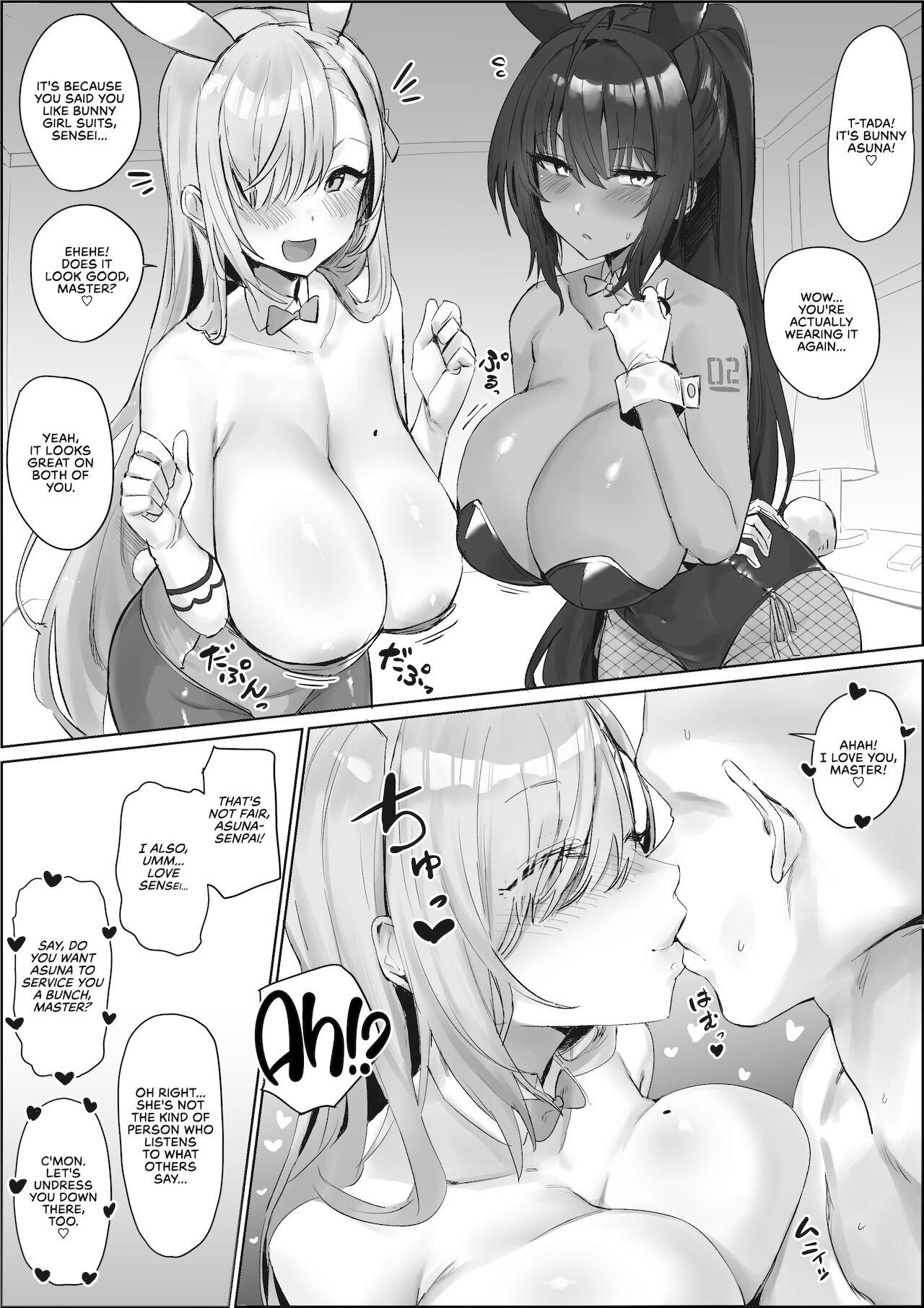 Amature Porn Asuna to Karin ni Shiboritoraretai... | I Want to be Wrung Dry by Asuna and Karin... - Blue archive Cum - Page 1