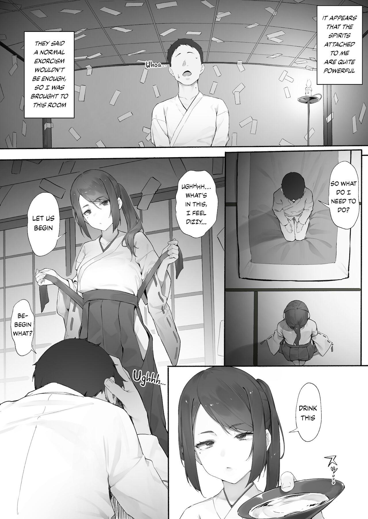 Brunette [Nigiri Usagi] Shinrei Spot ni Ittara Yabbai no ga Tsuita node Nekosogi Suidashite Morau [Zenpen] | Uprooting evil spirits at a shrine / Part1 [English] - Original Pussysex - Page 4